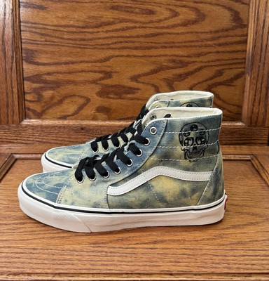 Vans Sk8 Hi Tapered Denim Embroidery Olive White Shoes