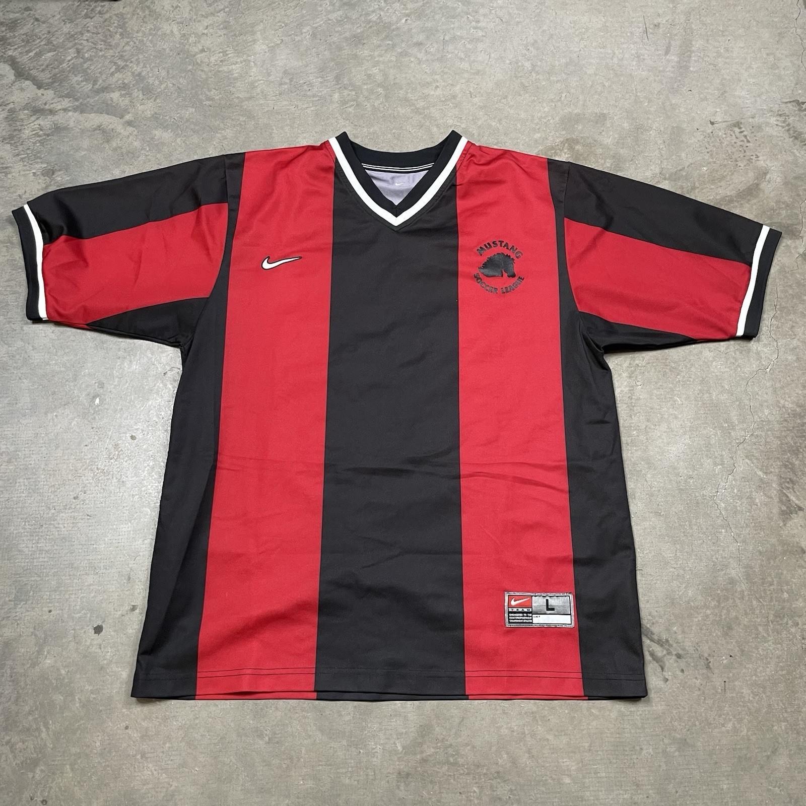 Mustang Jersey L Nike No Name Blank Soccer Futbol Game-day Kit FC Striped Tee