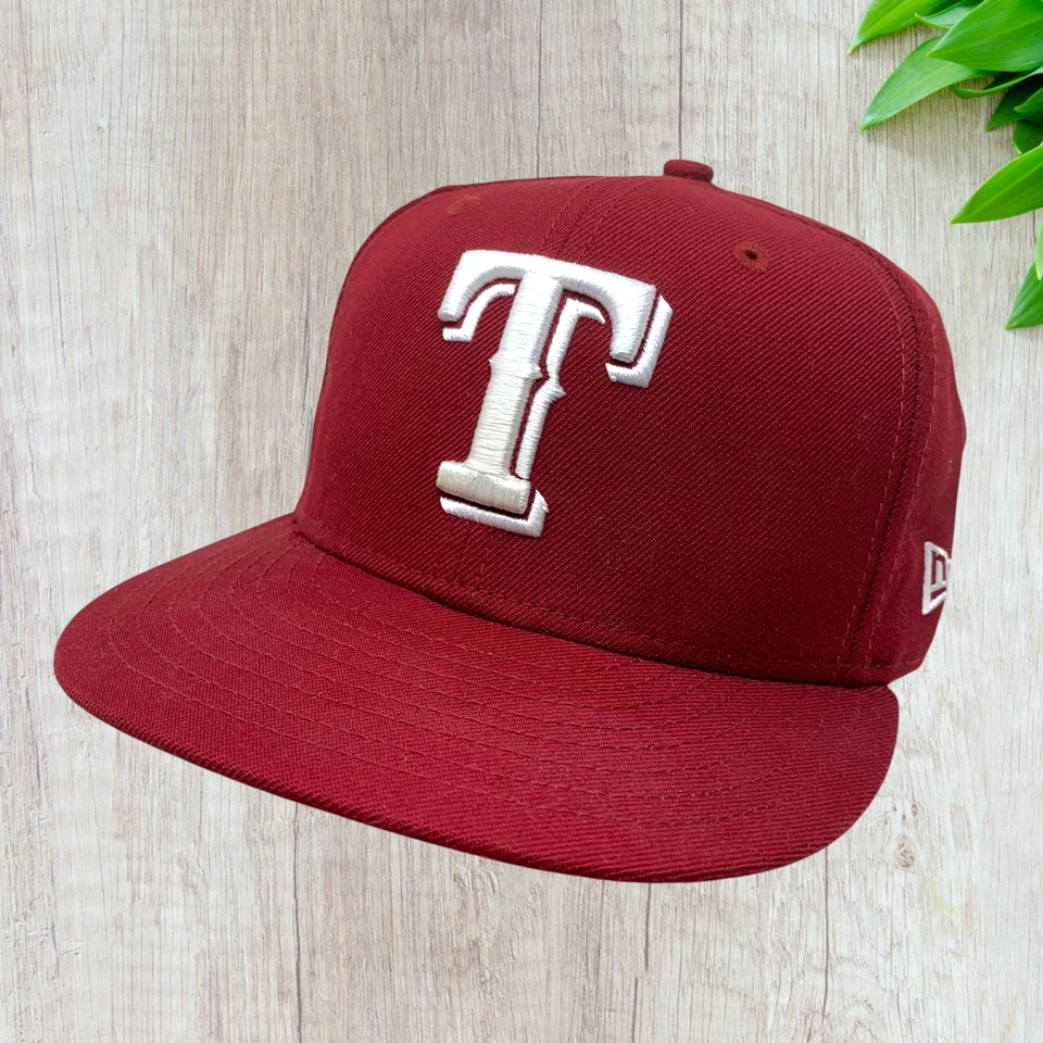 Texas Rangers MLB Fitted Baseball Hat Cap New Era Maroon Twill Sz 7 3/8 59Fifty - Image 2 of 4