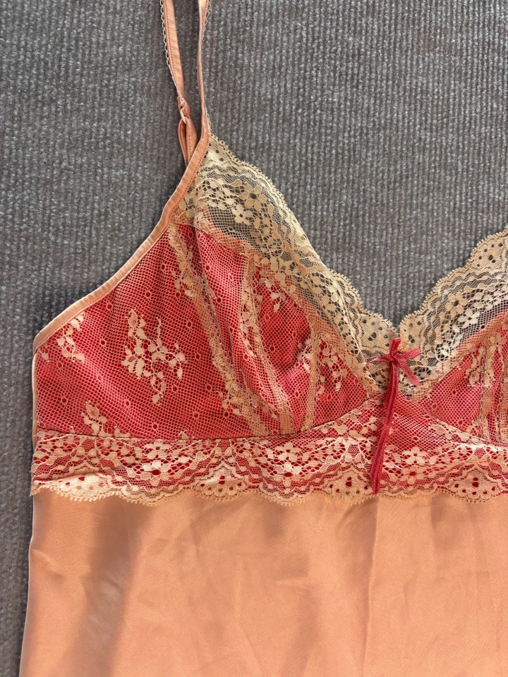 Vestido sin Mangas Elle Macpherson Intimates Para Mujer M Coral Encaje Borde Correa Ajustable Foto 3 de 4