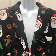 NEW wTag-Holiday Party Santa Black Blazer/Sport Coat L