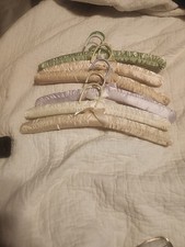 Lot Of 6 Satin Padded Clothing Clothes Lingerie Hangers With Bows