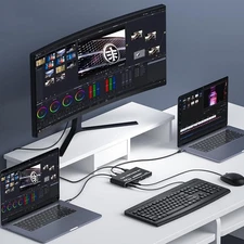 USB C KVM Switch 100W PD Dual Port TypeC KVM Switcher For 2 Laptop 1 Monitor