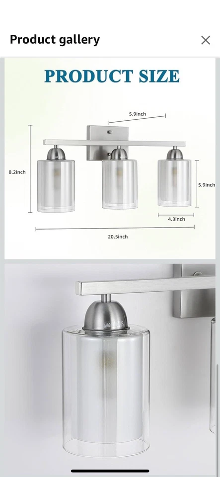 Lámparas de baño 3 luces luz de tocador luces de pared color níquel cepillado Foto 3 de 4