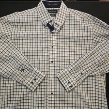 Paul Fredrick Tailored Fit Shirt Mens 17/ 33 Check Button Up Non Iron 2 Ply Cot