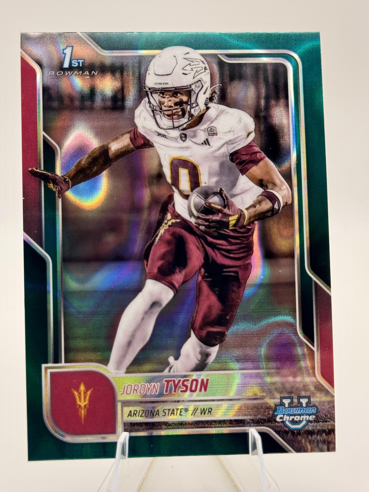 2025 Bowman University Chrome #31 Jordyn Tyson Teal Lava Refractor