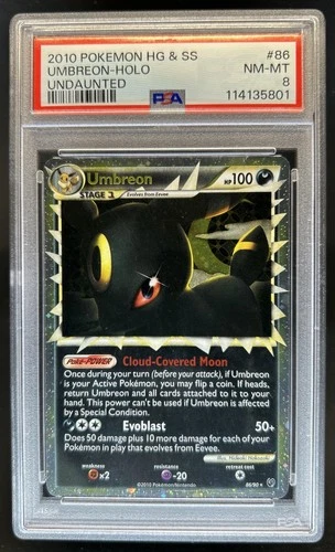 2010 Pokemon HeartGold & SoulSilver Undaunted Umbreon Holo #86/90 PSA 8