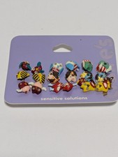 NWT Claire's Lot Of 9 Pairs Acrylic Owl Stud Earrings. Multicolor. 