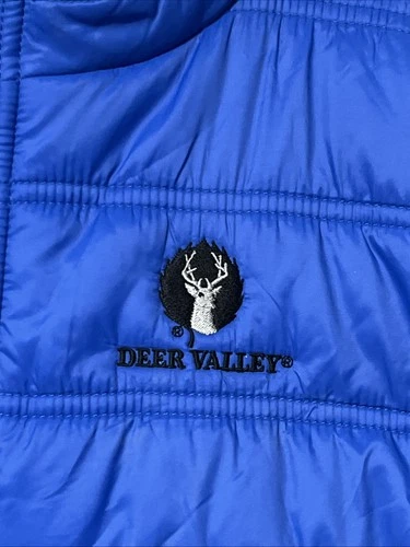 Straight Down Deer Valley Logo Puffer Vest Mens L Blue Full Zip Outdoor Golf image 2