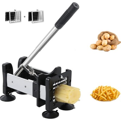 French Fry Cutter Stainless Steel Potato Cutter With 1/2'' and 3/8'' Commercial...