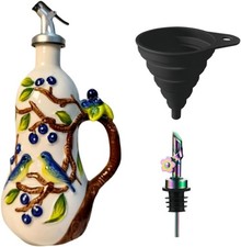 18.26oz/540ml Ceramic Olive Oil Dispenser Bottle,Hand Painted Reliefs Oil