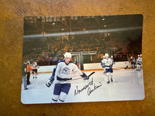 1980 New Haven Nighthawks AHL Signed Action Hockey Photo Normand Aubin