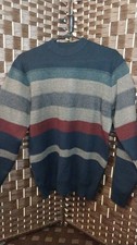 Mens Thick Winter Sweater, High Neck And Tight Wrist Size M Dark Blue  Maroon