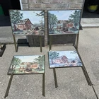 Vintage Coca-Cola TV Trays Stand Mike Miller's Garage Kay Lamb Shannon Set Of 4