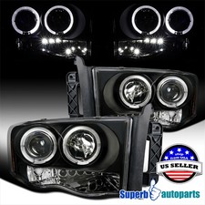 Black Fits 2002-2005 Ram 1500 2003-2005 2500 3500 Ledhalo Projector Headlights