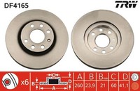2X TRW Bremsscheibe DF4165 FüR Opel