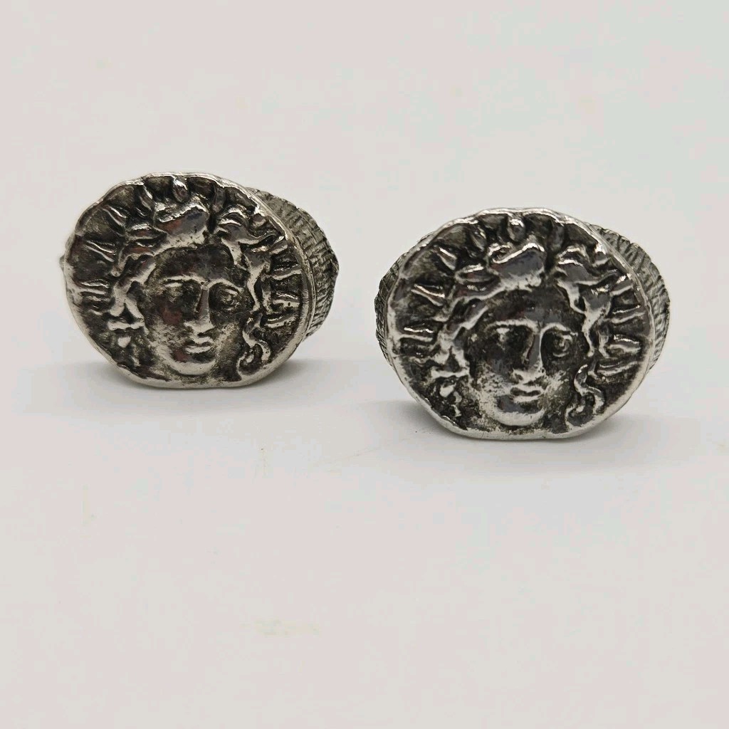 Medusa Cufflinks Greek Mythology Gorgo Woman Head… - image 4
