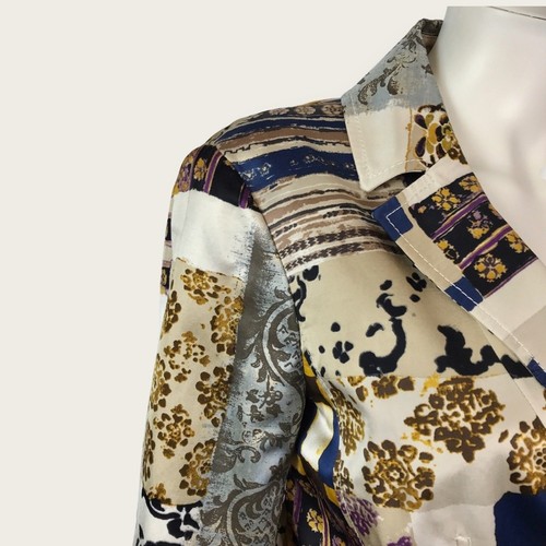 Etro Beige Blue & Black Satin Floral Paisley Blazer Size 6/42 - Picture 2 of 10