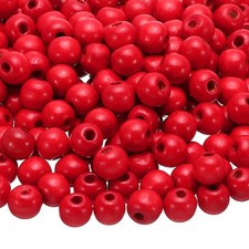 300Pcs Natural Wooden Beads for Crafts Red 11 x 12mm 4mm Hole