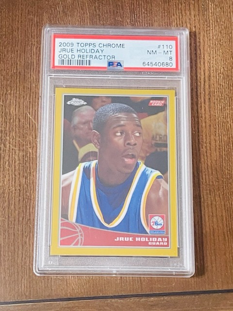 2009 Topps Chrome Gold Refractor #110 Jrue Holiday 76ers Rookie /50 PSA 8