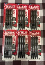 Lot of 6 Sharpie S Gel Pens Fine Point 0.7 mm Black Barrels, Assorted Color Ink