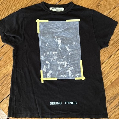 Off-White Seeing Things Men's Black Small Graphic Short Sleeve Crew Neck T-Shirt