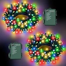 Christmas Lights Outdoor Battery Operated String Lights Total 100LED 33Ft with T