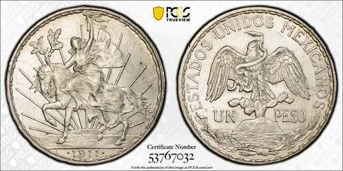 1911 Mexico Peso Caballito — photo from the most recent tracked eBay sale
