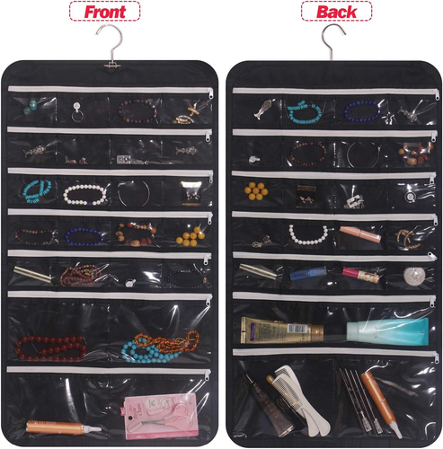 Hanging Jewelry Organizer 47 Pockets with Zipper for Earrings Necklace Bracelet - Picture 9 of 12