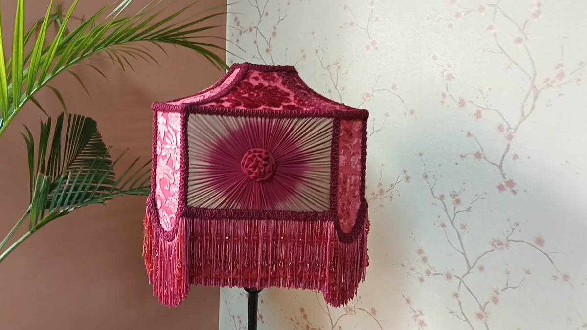 Lampshade square red velvet hand-stitched table lampshade floor