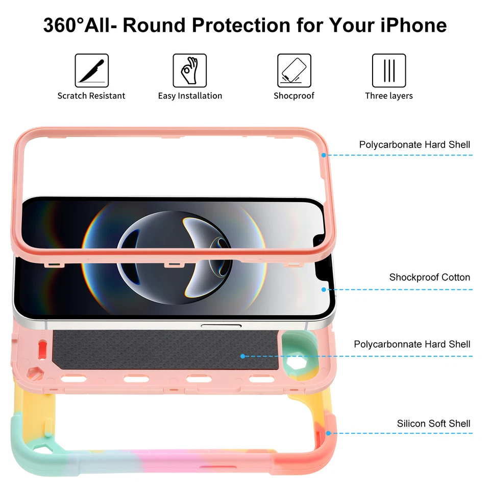 For Apple iPhone 16e Rugged Case Shockproof Heavy Duty Hybrid with Ring Stand - Image 2 of 4