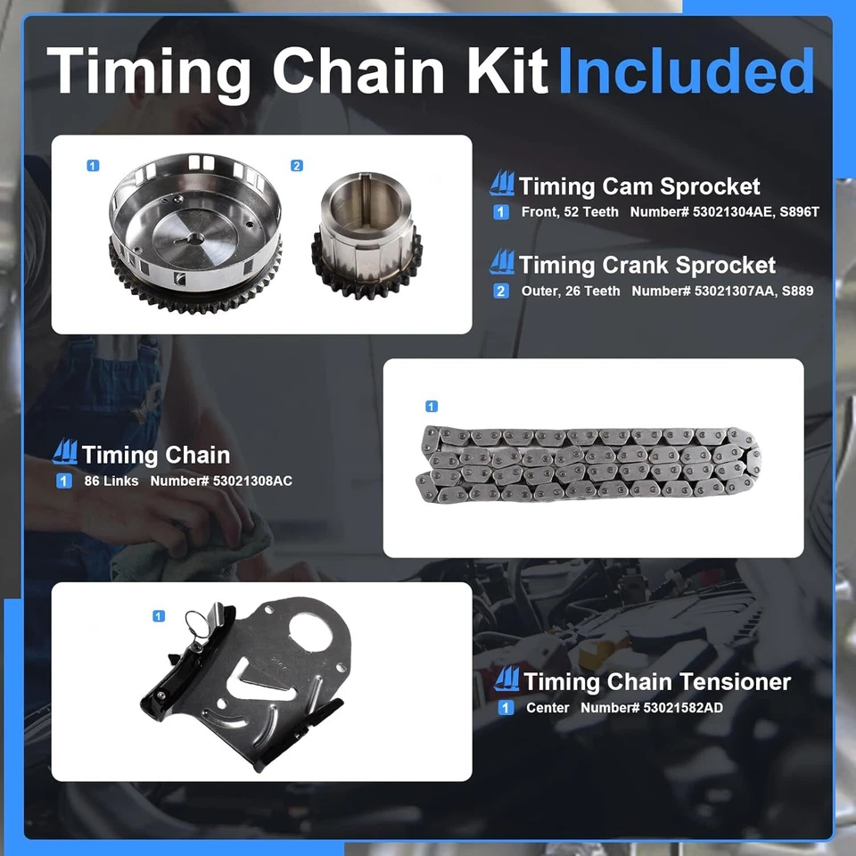 Timing Chain Kit Water Pump and Oil Pump For 2003-2008 Dodge Ram 1500 5.7 Hemi - Image 3 of 4