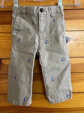 Janie and Jack Resort 2019 Embroidered Sailboats Pants EUC Boys Sz 12-18 Months
