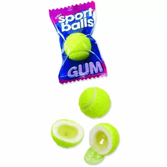 Fini Tennis Balls Bubblegum Sour Sweets Chewy 1 Box Of 200 Individual Sweets