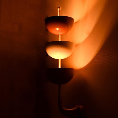 1950's Stilnovo large Wall Light White Three-bowl sconces brass Italian Lamp - Picture 7 of 7