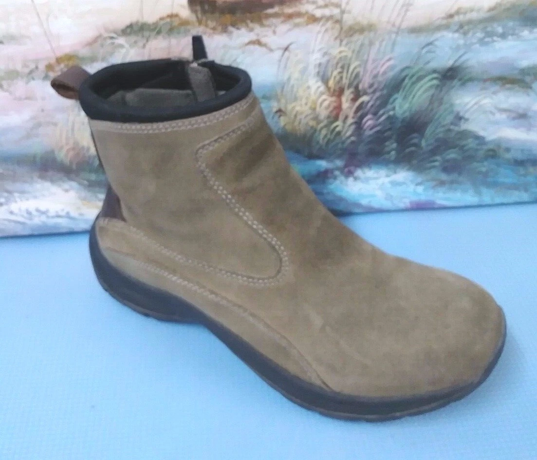Lands End Women s Boots Suede Leather Zip Back Easy On Insulated 8.5B GRAY