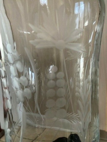 Decanter Summerfield LEONARD SILVER cut glass Wheat heavy Romania 12-3/4"t - Picture 11 of 12