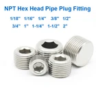 304 Stainless Steel NPT Hex Head Pipe Plug Fitting 1/16~2 inch