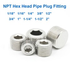 304 Stainless Steel NPT Hex Head Pipe Plug Fitting 1/16 2 inch