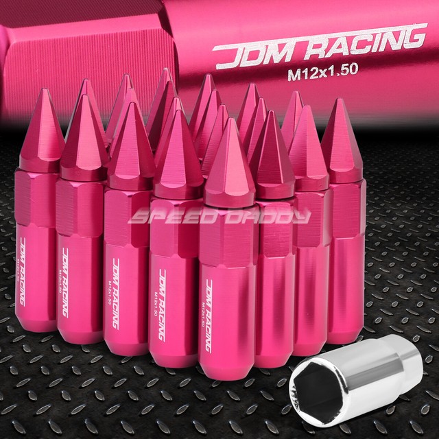 JDM ALUMINUM PINK SPIKED LUG NUTS+ADAPTER 20PCS/SET M12X1.5 20MM OD/90MM TALL JDM ALUMINUM PINK SPIKED LUG NUTS+ADAPTER 20PCS/SET M12X1.5 20MM OD/90MM TALL