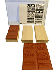 STAMPIN UP 2007 Block Party Set of 3 Retired Holiday Party Sayings Greetings