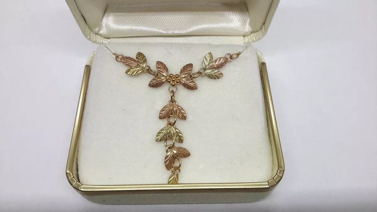 Vintage Black Hills Gold 10K Multi color Gold Necklace Autumn
