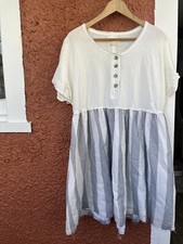 Urban Outfitters Oversized Margo Mixed Henley T-Shirt Dress Size Large White