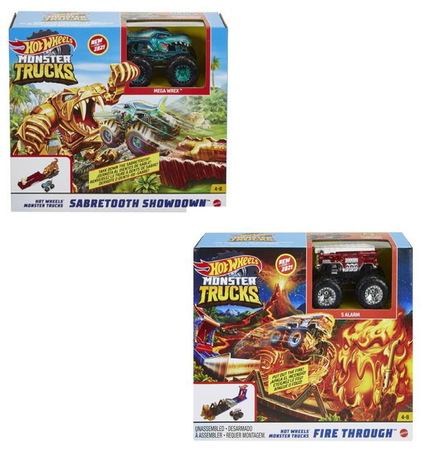 Монстр-траки Hot Wheels Стреляют насквозь Саблезубая битва 2 комплекта 9290₽