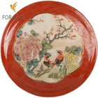 4.7" Collect Chinese Porcelain Red Glaze Tree Peony Flower Bird Magpie Box