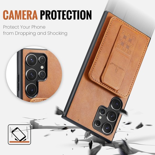 For Samsung Galaxy S25 Ultra S23+ S22 Ultra Card Wallet Stand Case w Wrist Strap - Picture 7 of 19
