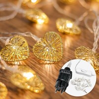 CozyHome Herz Lichterkette Gold Strom – 5M & 20 LED Warmweiß Stecker I Innen