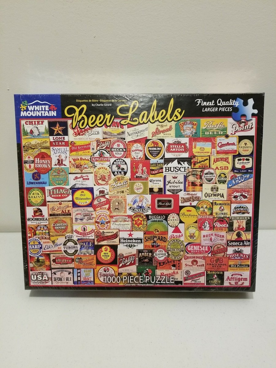 White Mountain Puzzles Beer Labels 1000 Piece Jigsaw Puzzle SEALED