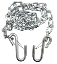 One 1/4" x 54" Grade 30 trailer safety chain w/ 2 S hooks & safety latches 25003
