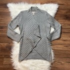 Covington Woman’s Ribbed Knit Gray/Silver Buttoned Open Cardigan Size M EUC